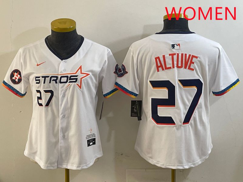 Women Houston Astros #27 Altuve White Fourth generation Joint Name 2025 Nike MLB Jersey style 9